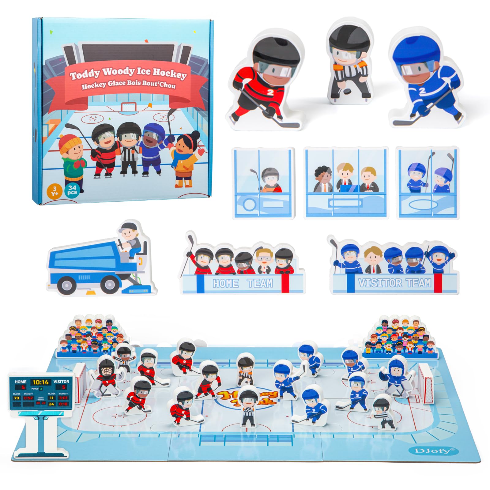 Amazon.com: DJofy 2-in-1 Hockey Board Game & Blocks Playset